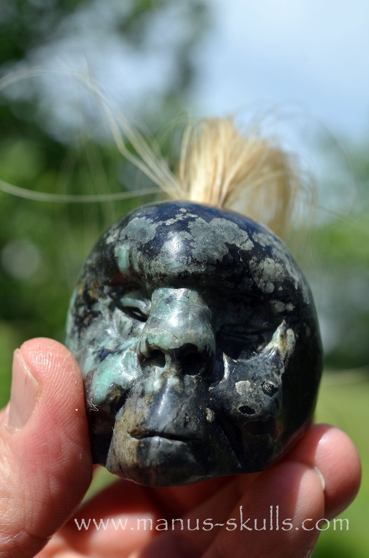 Emerald in Matrix Tribal Skull #091