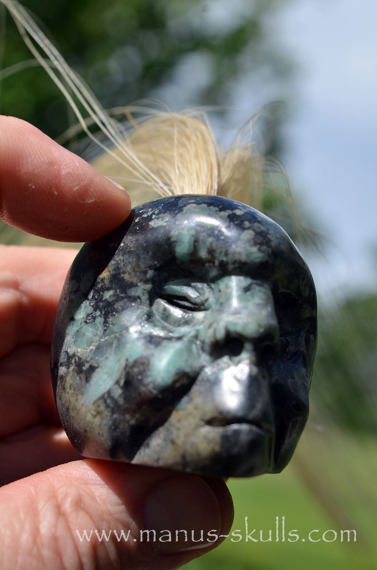 Emerald in Matrix Tribal Skull #091