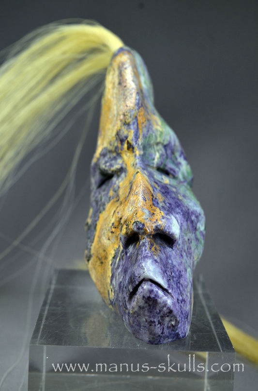 Manus skulls Evolians Dragolians unique Crystal Carvings handmade skulls dragons pendants preseli bluestone tribals spiritual meaning wand Unicorn ..  fluorite in barite