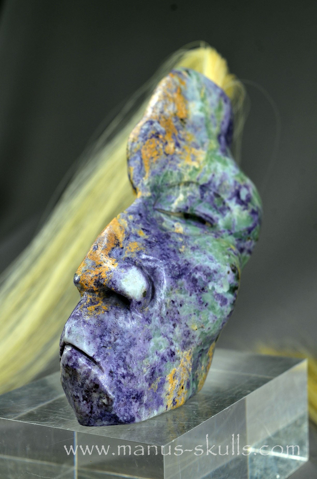Manus skulls Evolians Dragolians unique Crystal Carvings handmade skulls dragons pendants preseli bluestone tribals spiritual meaning wand Unicorn ..  fluorite in barite