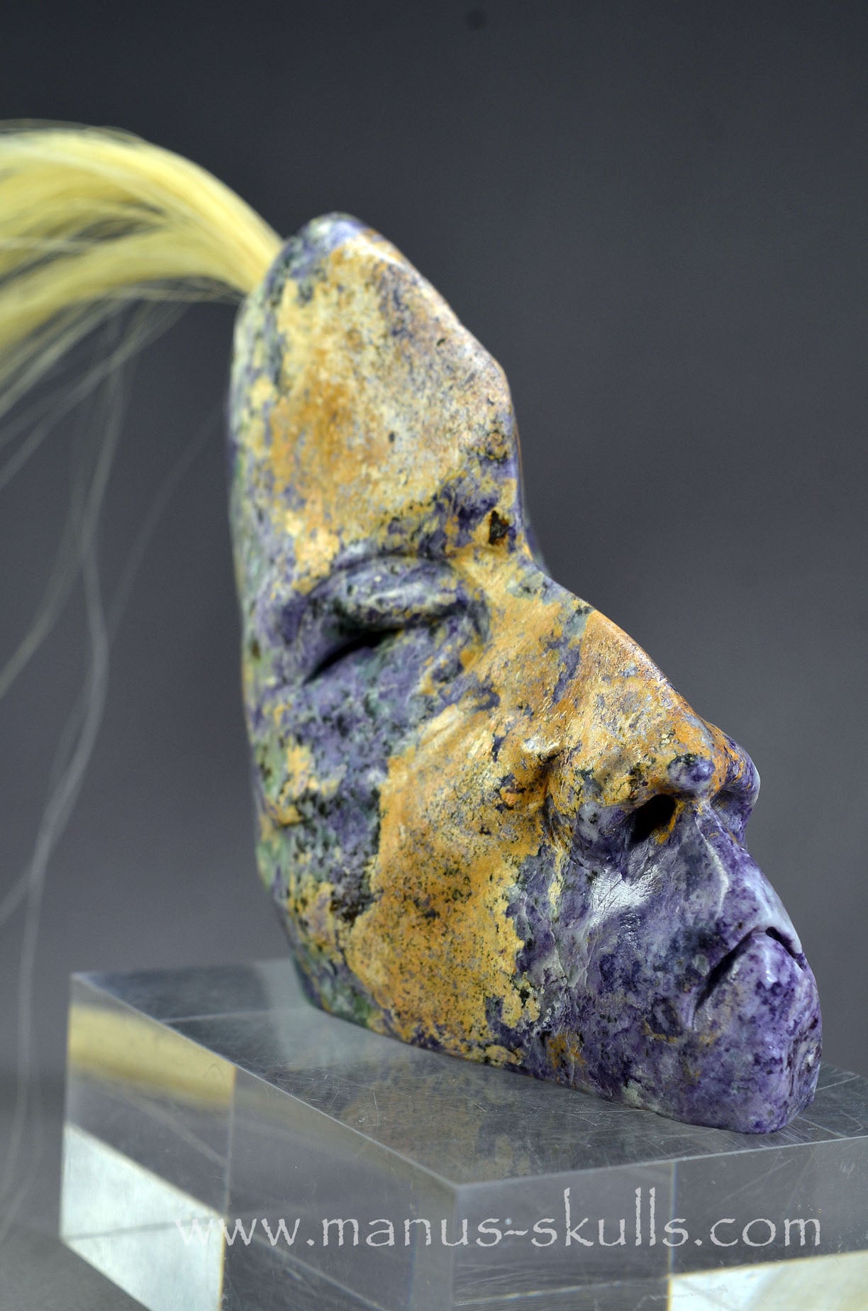Stunning Fluorite in Barite Tribal Skull #093