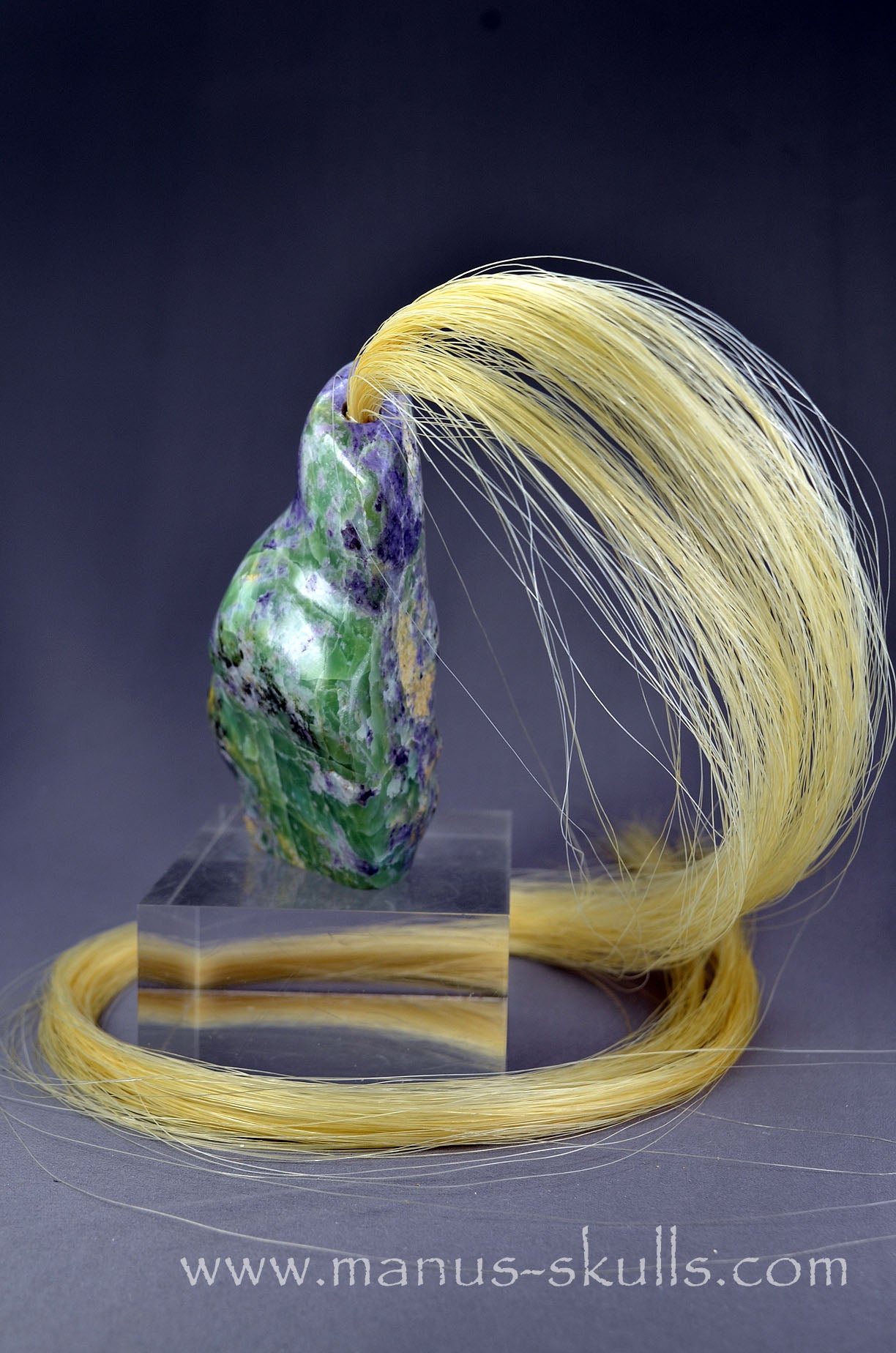 Stunning Fluorite in Barite Tribal Skull #093