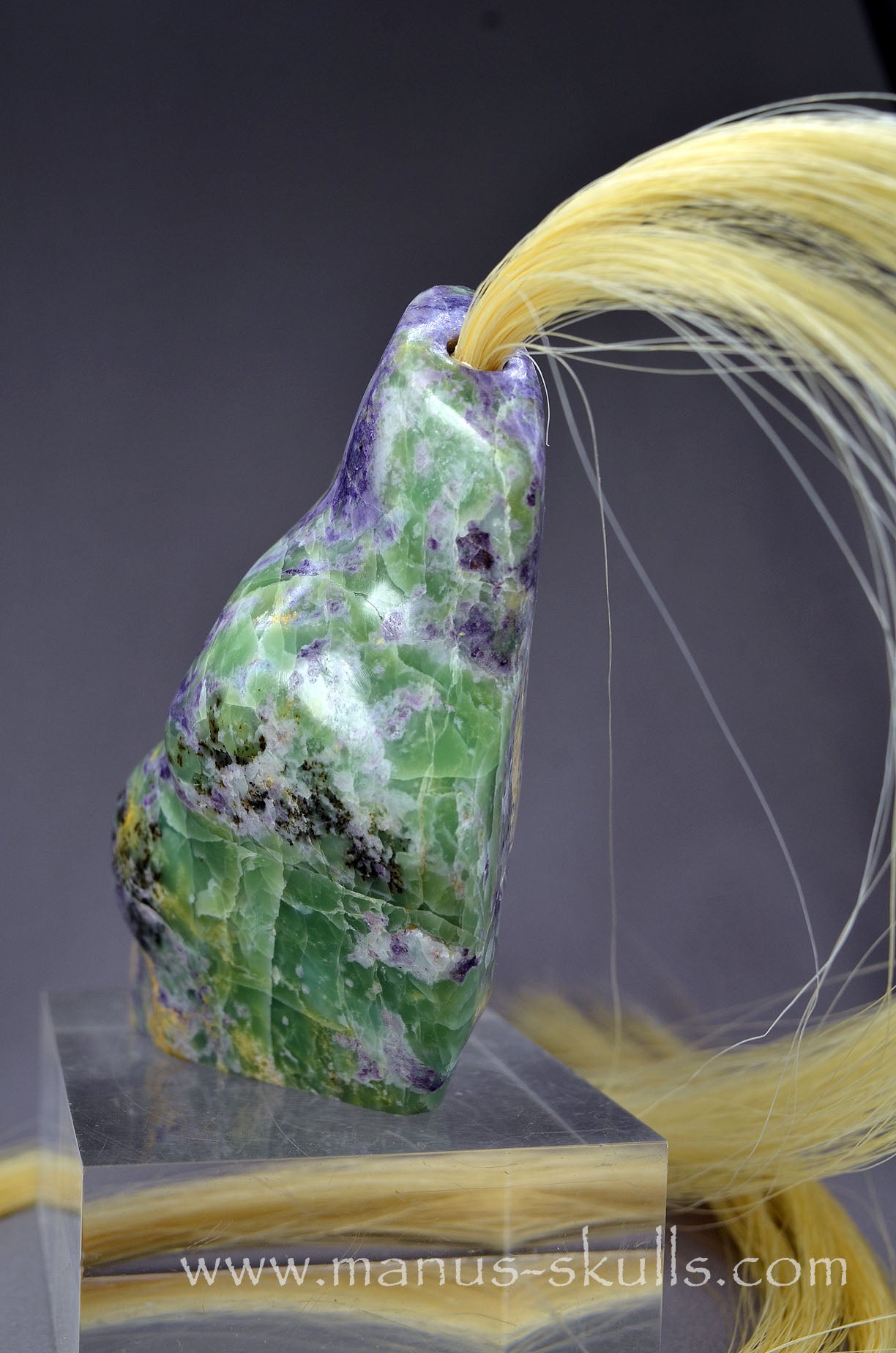 Stunning Fluorite in Barite Tribal Skull #093