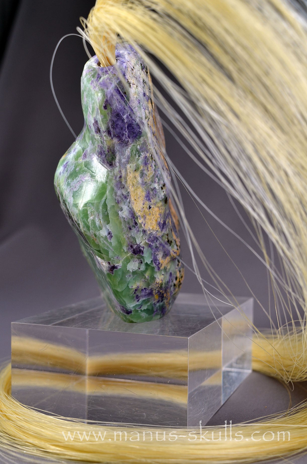 Stunning Fluorite in Barite Tribal Skull #093