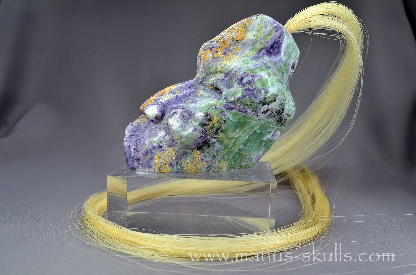 Stunning Fluorite in Barite Tribal Skull #093