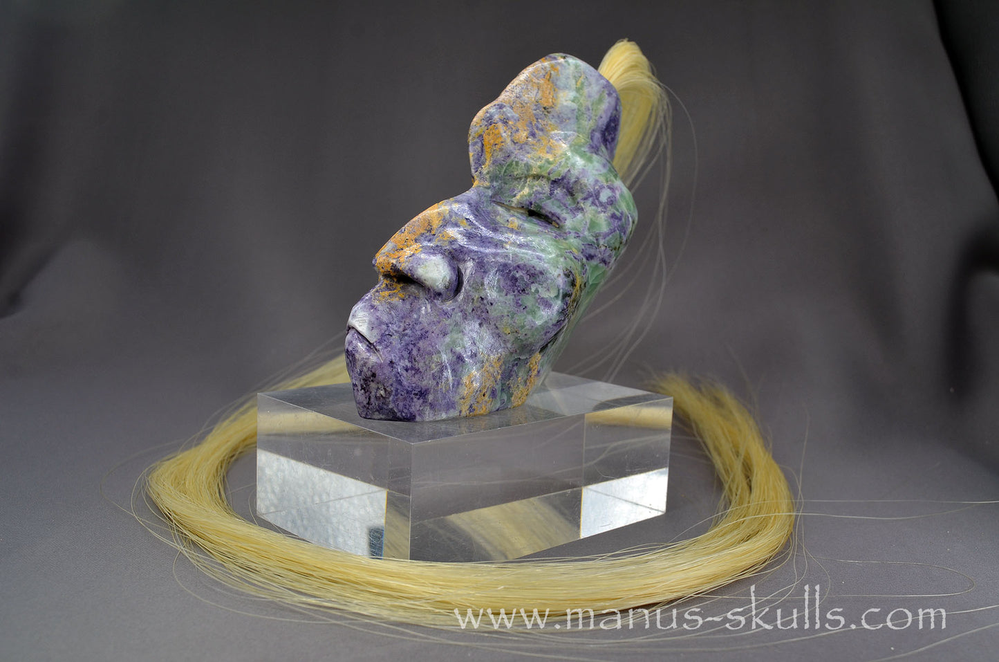 Stunning Fluorite in Barite Tribal Skull #093