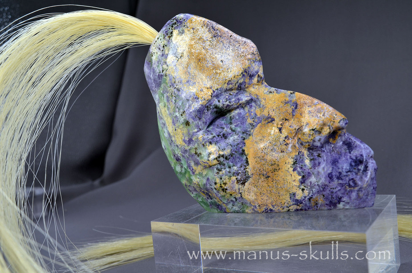 Stunning Fluorite in Barite Tribal Skull #093