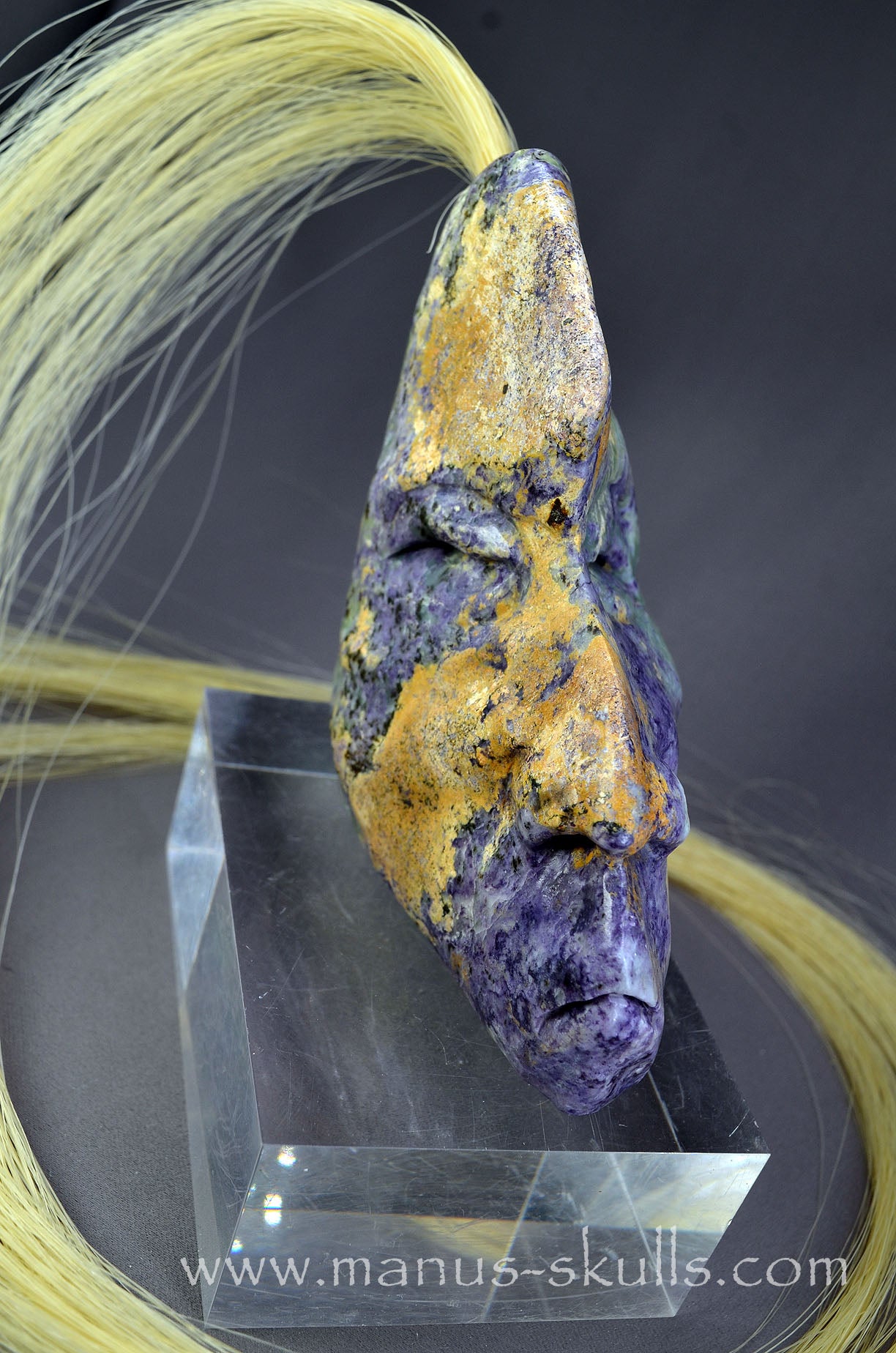 Stunning Fluorite in Barite Tribal Skull #093