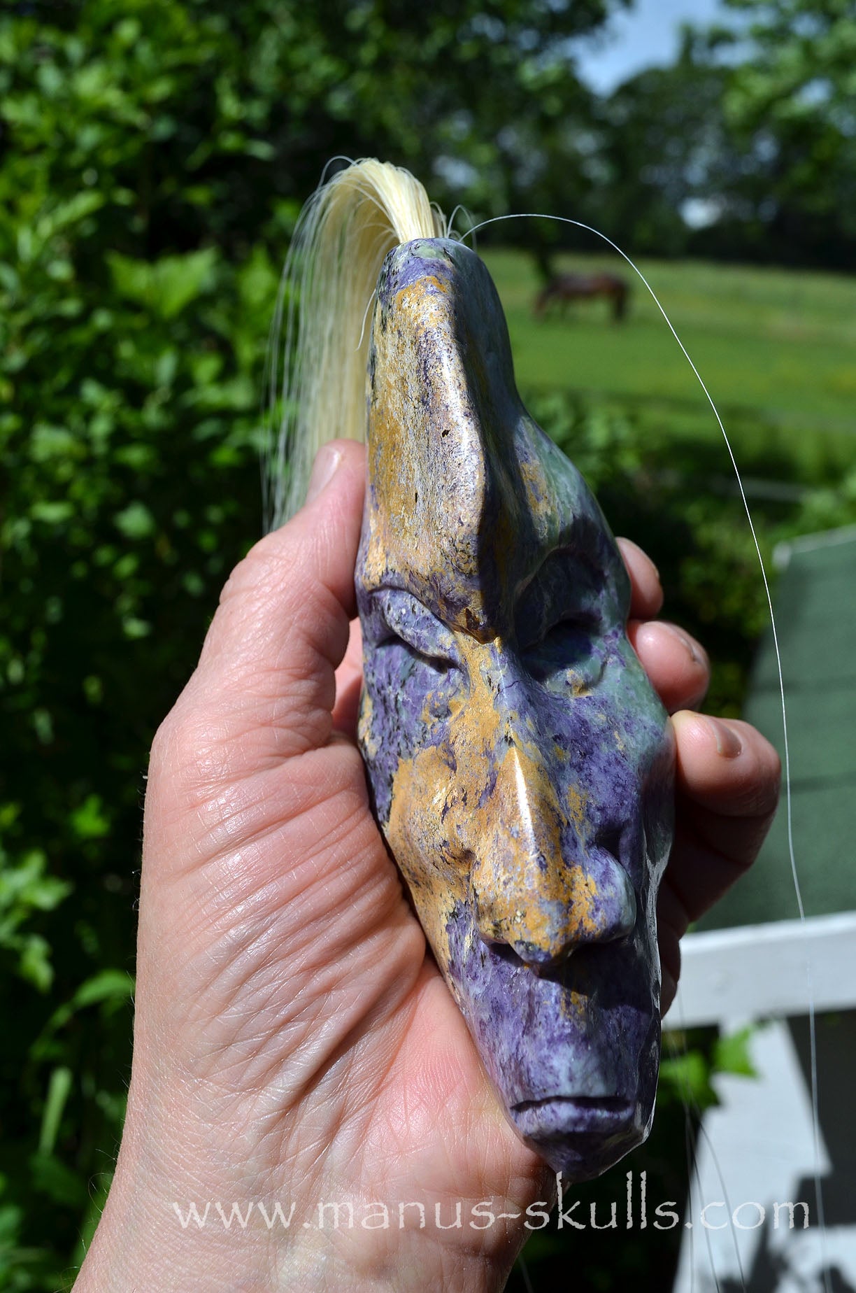 Stunning Fluorite in Barite Tribal Skull #093