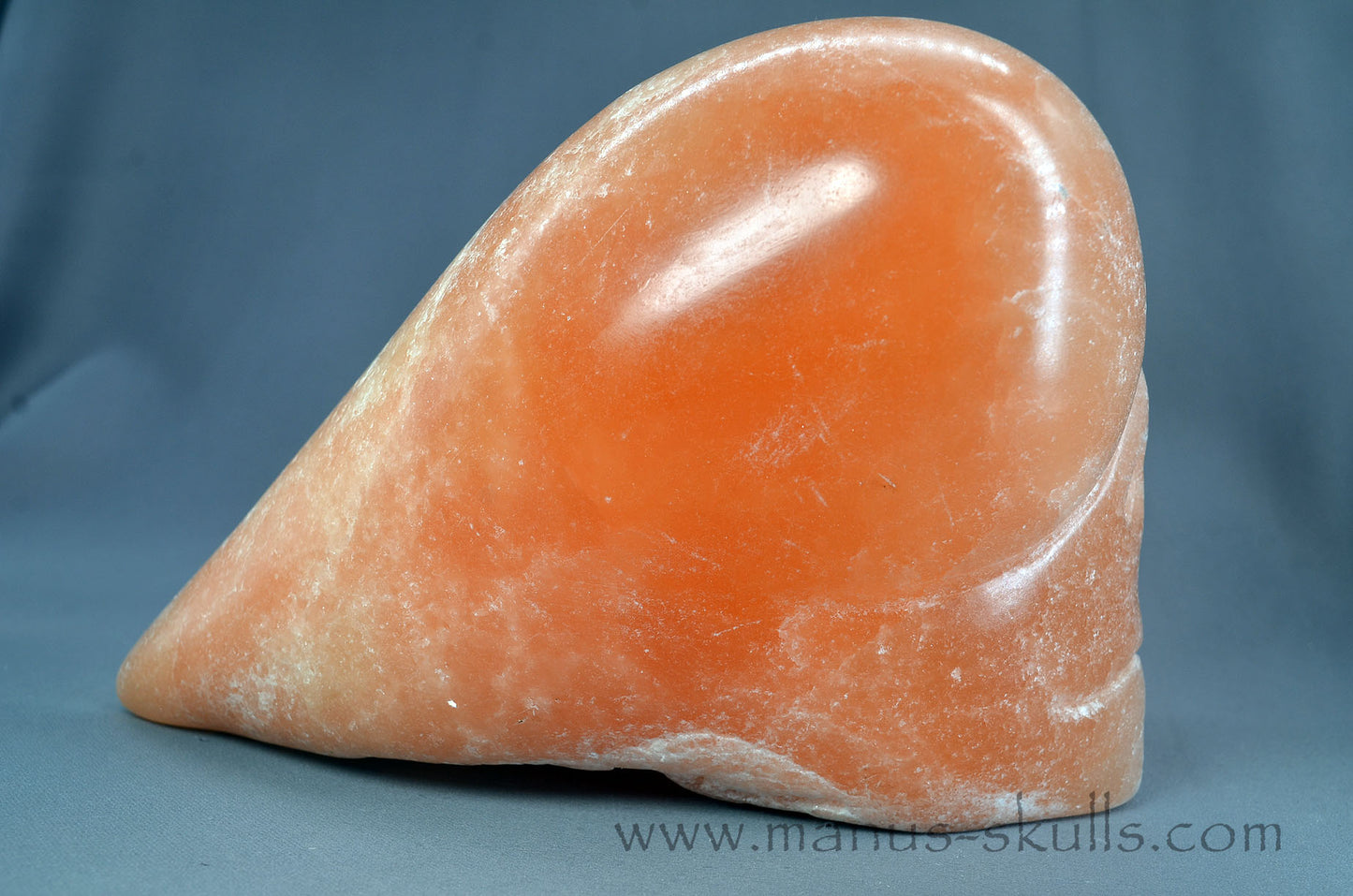 Peach Selenite Dragolian Skull #026