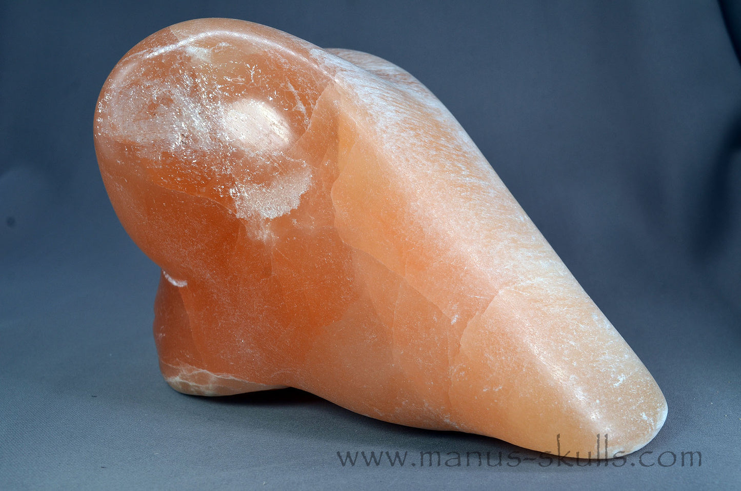 Peach Selenite Dragolian Skull #026