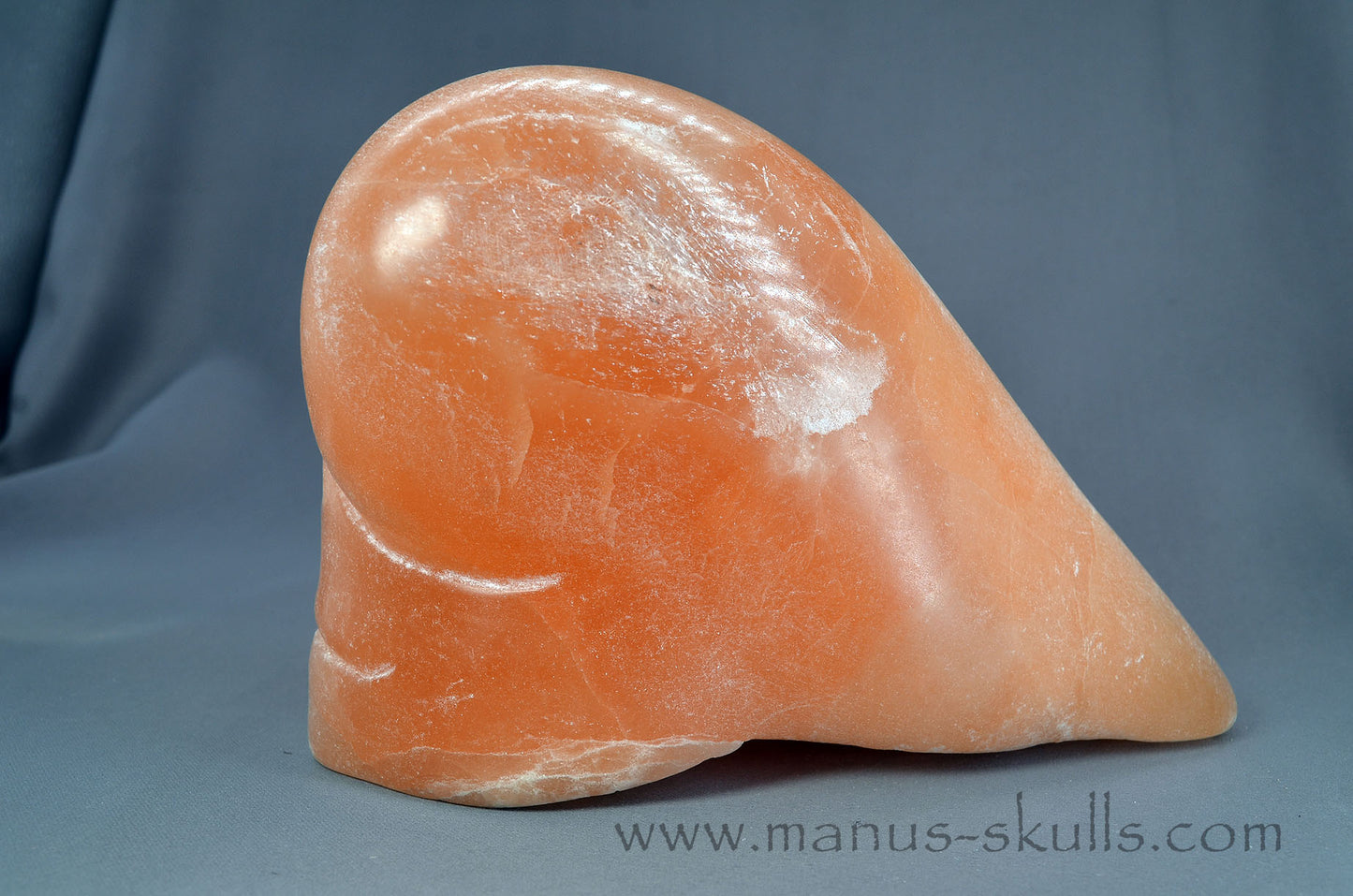 Peach Selenite Dragolian Skull #026