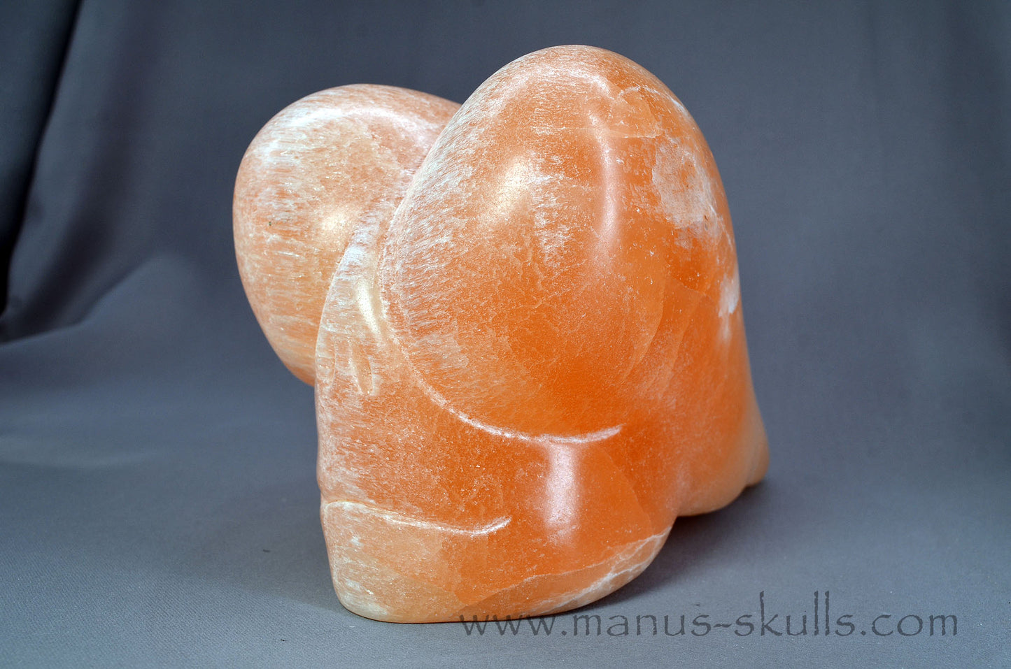 Peach Selenite Dragolian Skull #026