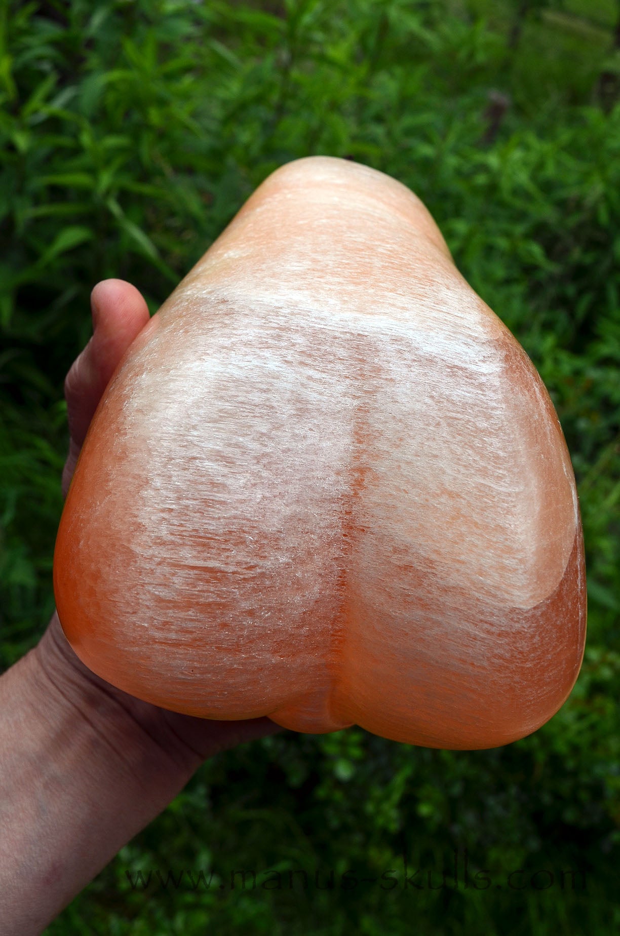 Peach Selenite Dragolian Skull #026