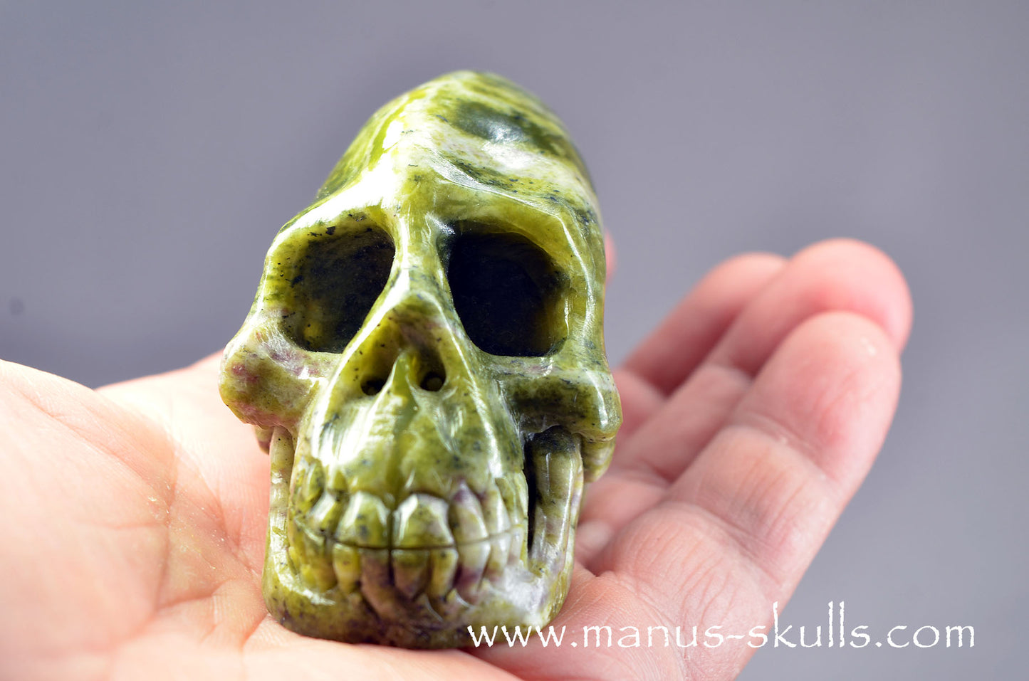 LIZARDITE with MAGNESITE Conehead Skull