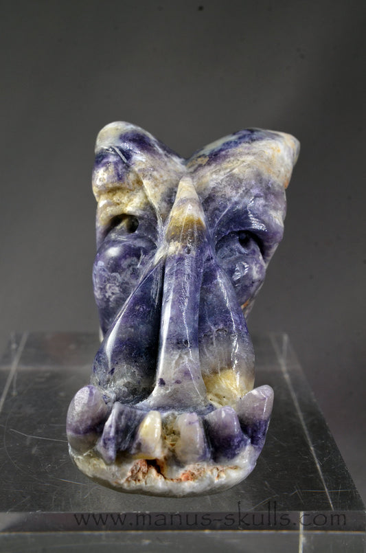 Manus skulls Evolians Dragolians unique Crystal Carvings handmade skulls dragons pendants preseli bluestone tribals spiritual meaning wand Unicorn .. morado opal 