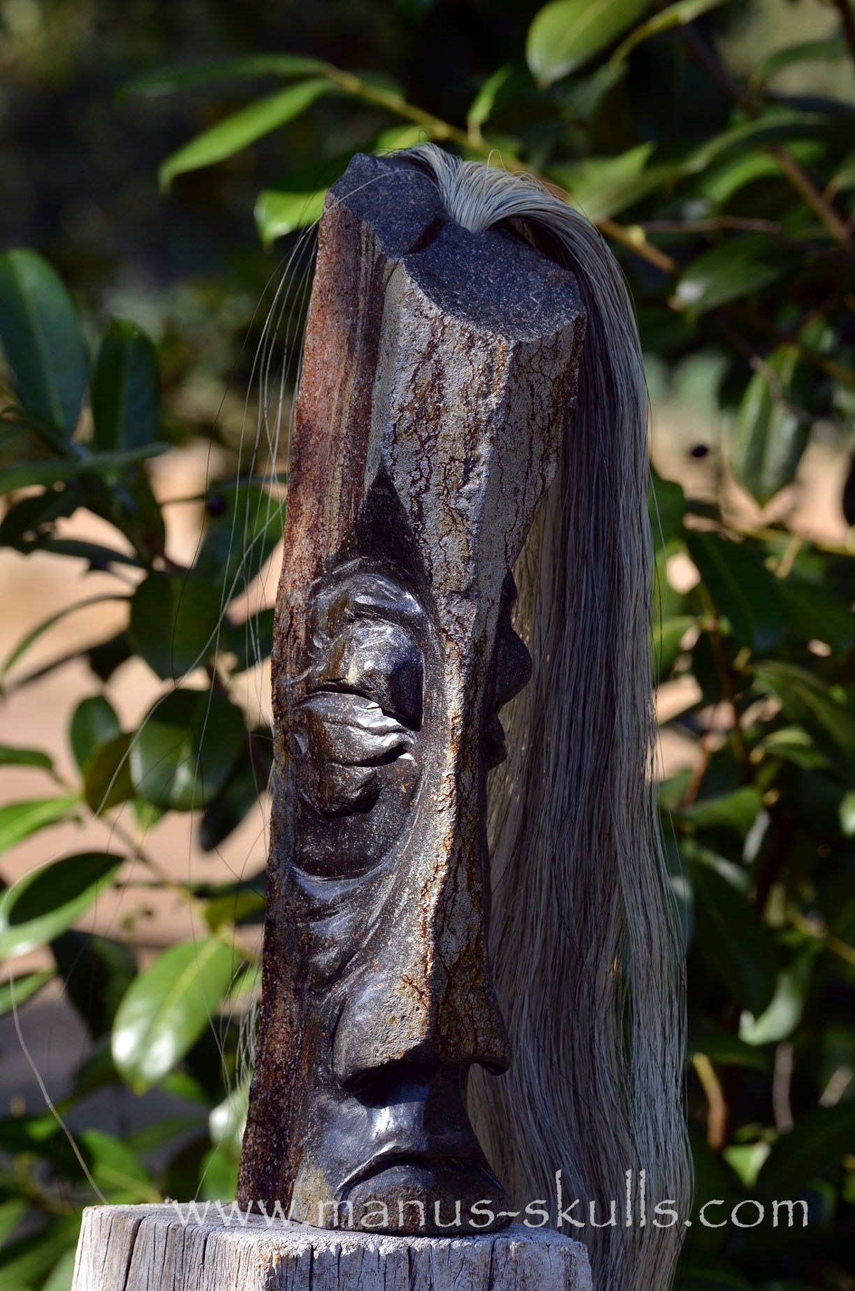 Hexagonal Basalt Tribal Skull #96