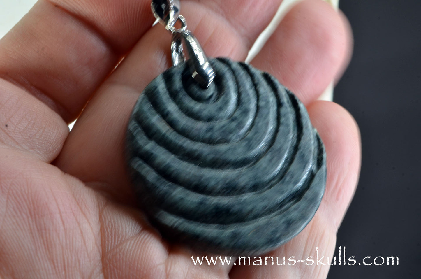 Inspotted Preseli Bluestone Rond Ripple Pendant