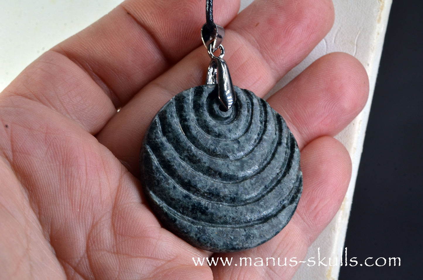 Inspotted Preseli Bluestone Rond Ripple Pendant