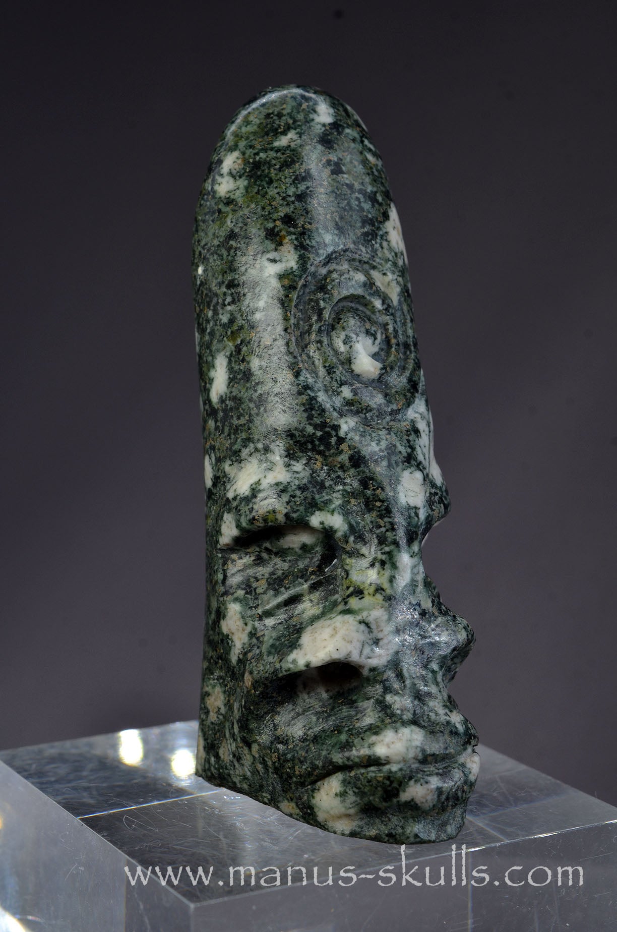 Manus skulls Evolians Dragolians unique Crystal Carvings handmade skulls dragons pendants preseli bluestone tribals spiritual meaning wand Unicorn .. conehead spiral