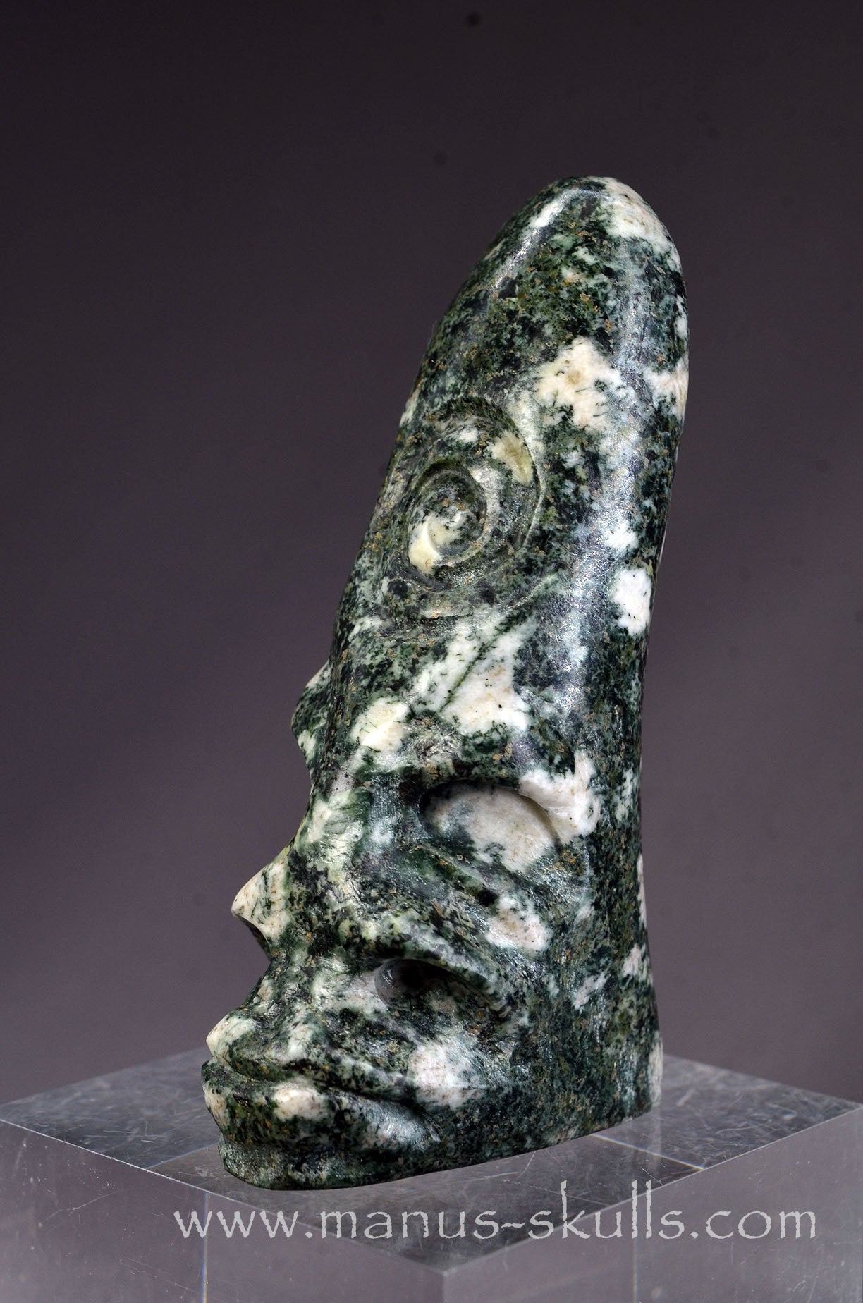 Manus skulls Evolians Dragolians unique Crystal Carvings handmade skulls dragons pendants preseli bluestone tribals spiritual meaning wand Unicorn .. conehead spiral