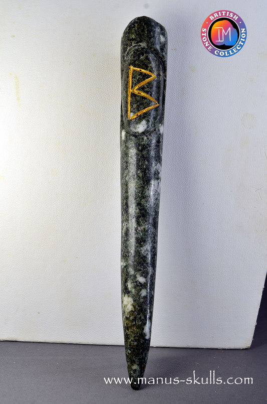 Preseli Bluestone (healing) wand with Berkana Rune sign.