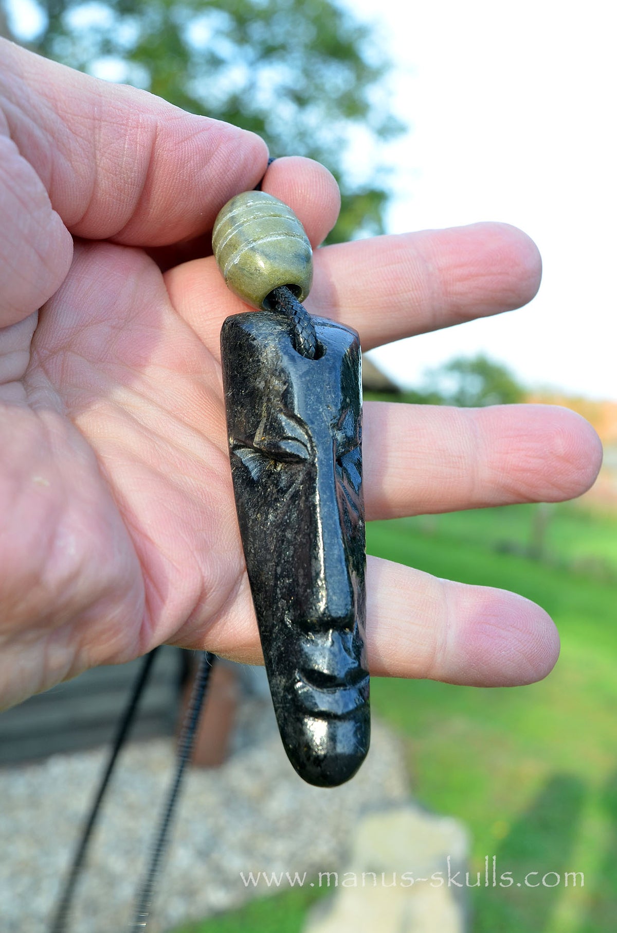 Nuummite Pendant with Greenlandite slide Bead