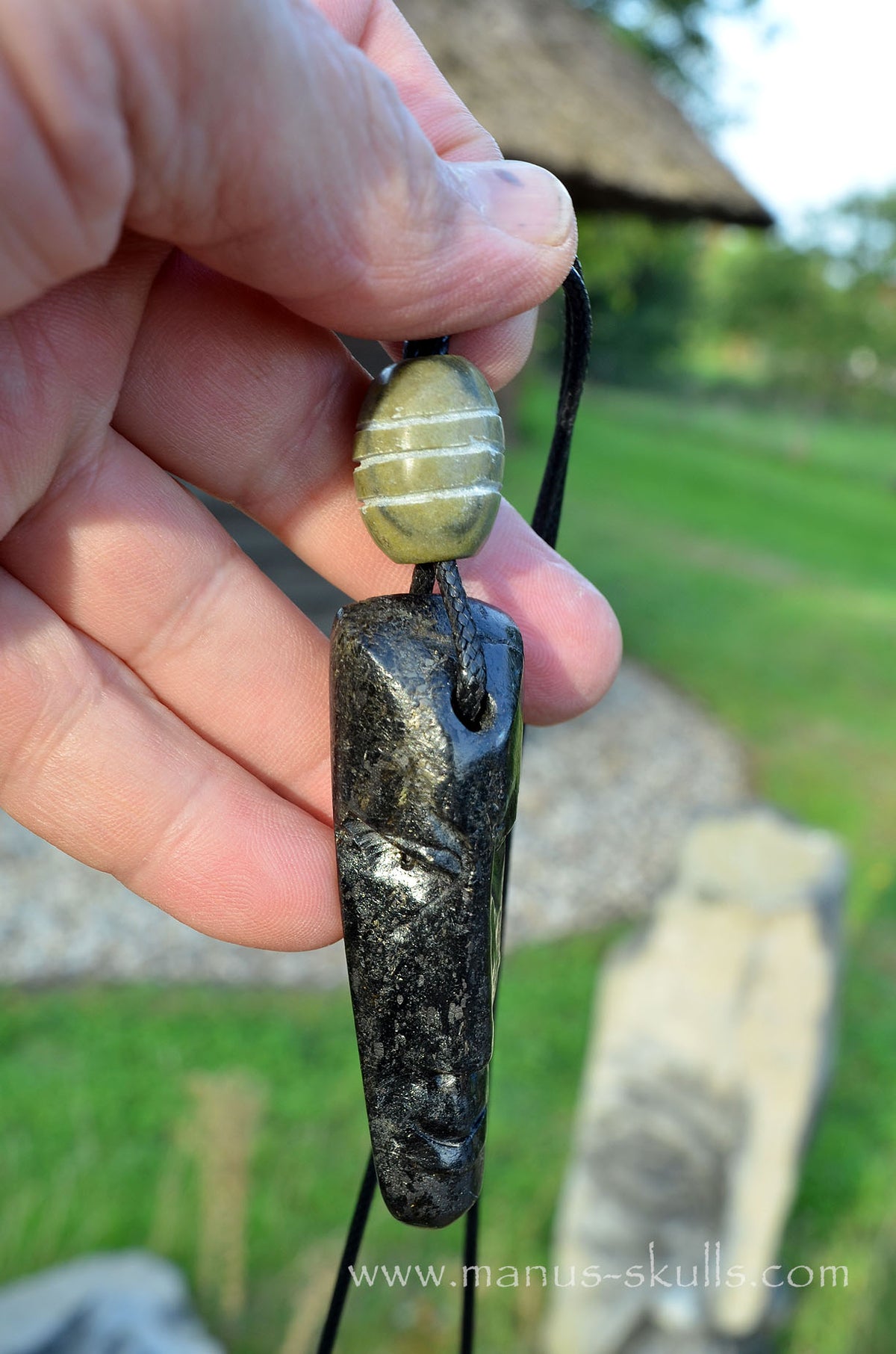 Nuummite Pendant with Greenlandite slide Bead