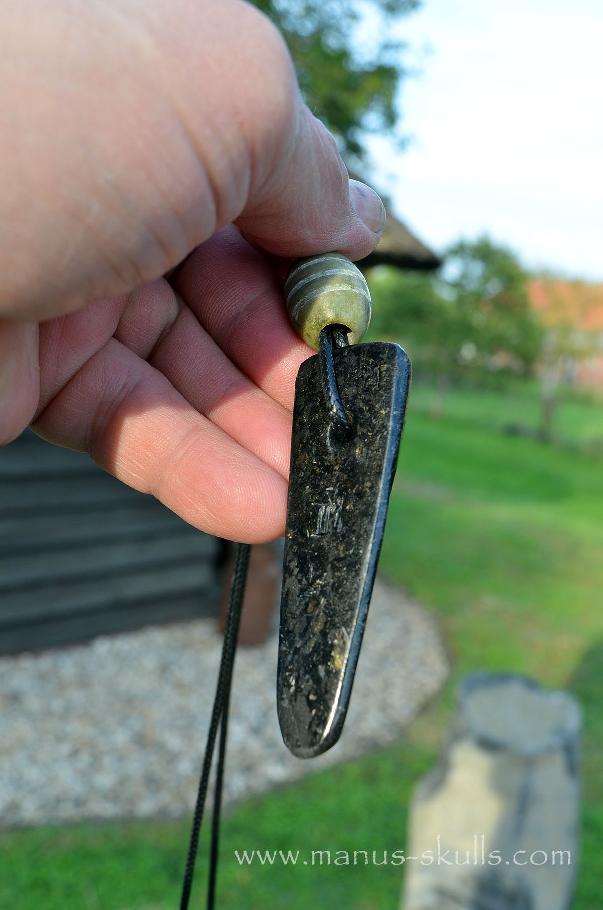 Nuummite Pendant with Greenlandite slide Bead