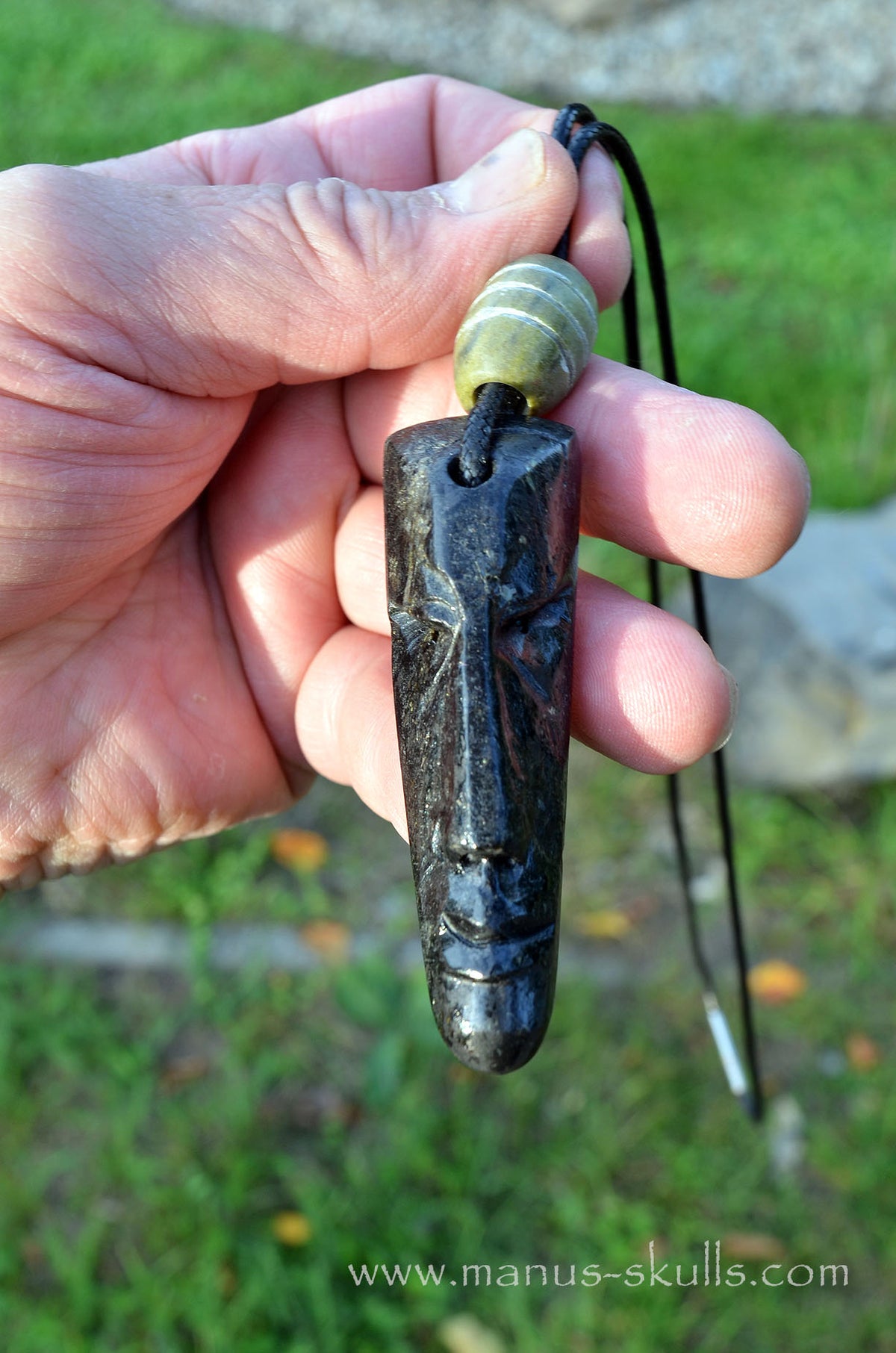 Nuummite Pendant with Greenlandite slide Bead