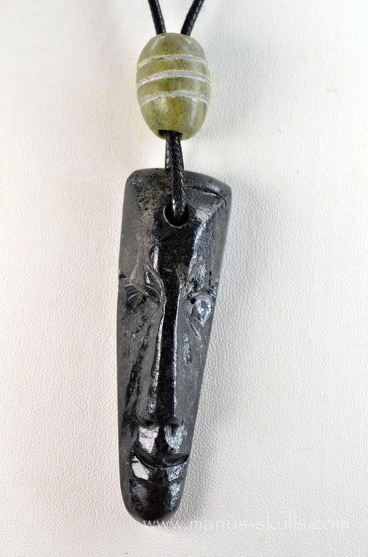 Nuummite Pendant with Greenlandite slide Bead