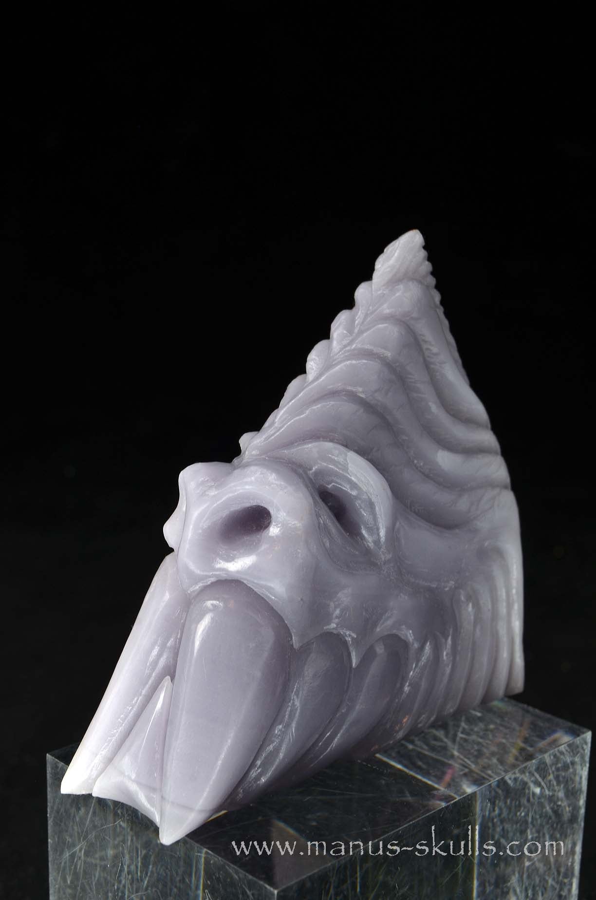 Manus skulls unique Crystal Carvings handmade skulls dragons pendants preseli bluestone tribals spiritual meaning wand Unicorn .. yttrium fluorite  lavender