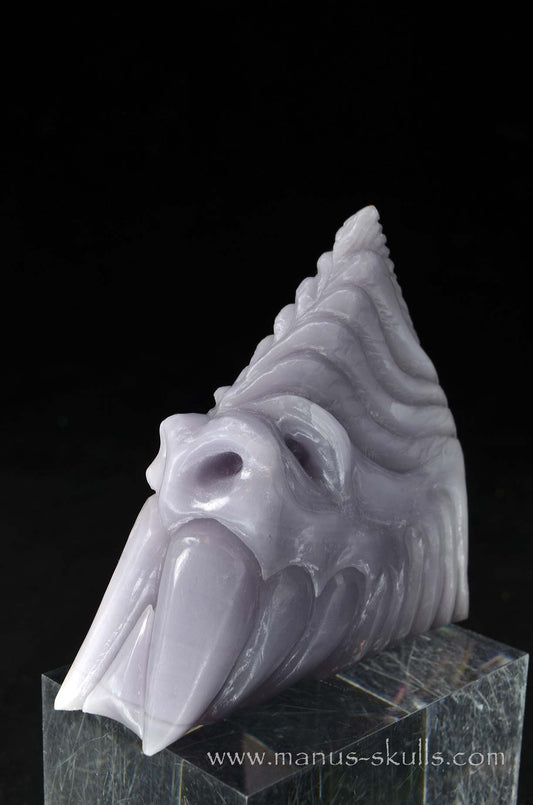 Manus skulls unique Crystal Carvings handmade skulls dragons pendants preseli bluestone tribals spiritual meaning wand Unicorn .. yttrium fluorite  lavender