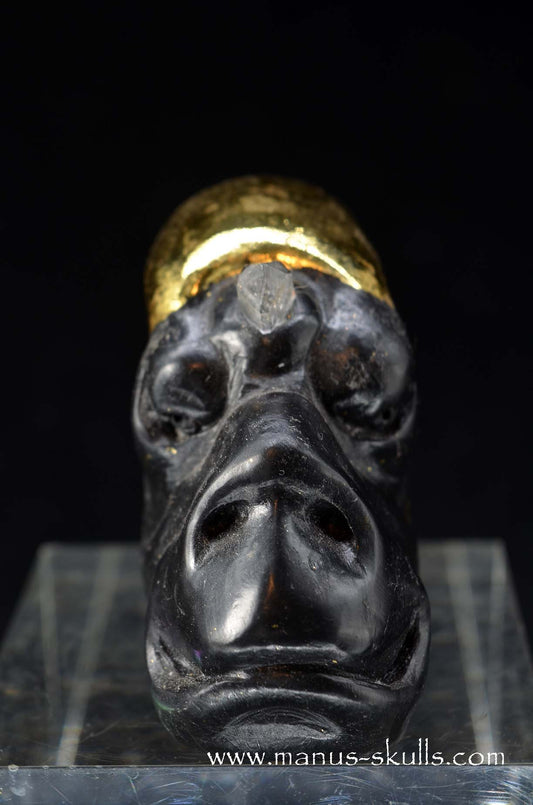 Manus skulls unique Crystal Carvings handmade skulls dragons pendants preseli bluestone tribals spiritual meaning wand Unicorn .. starlight being basalt gold leaf Herkimer diamond