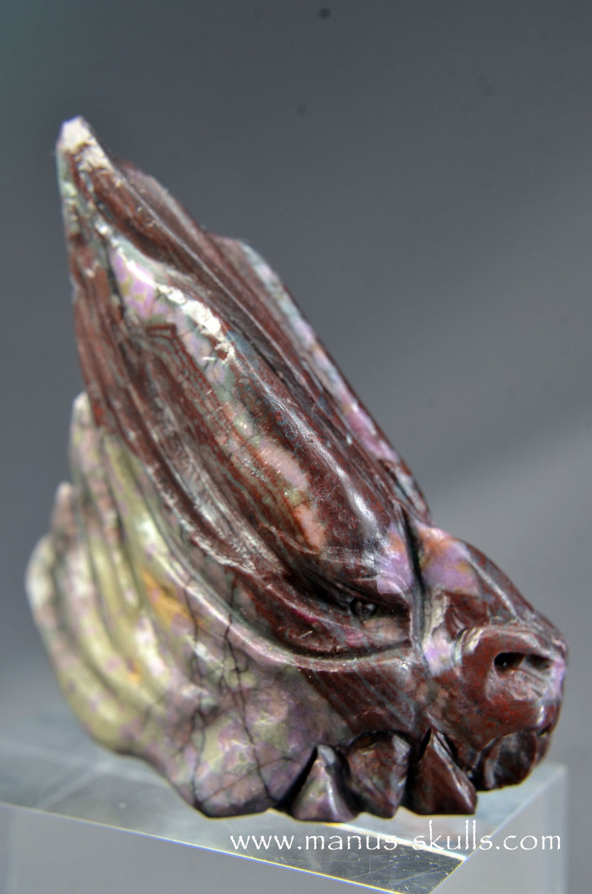Manus skulls Evolians Dragolians unique Crystal Carvings handmade skulls dragons pendants preseli bluestone tribals spiritual meaning wand Unicorn .. sugilite lavulite
