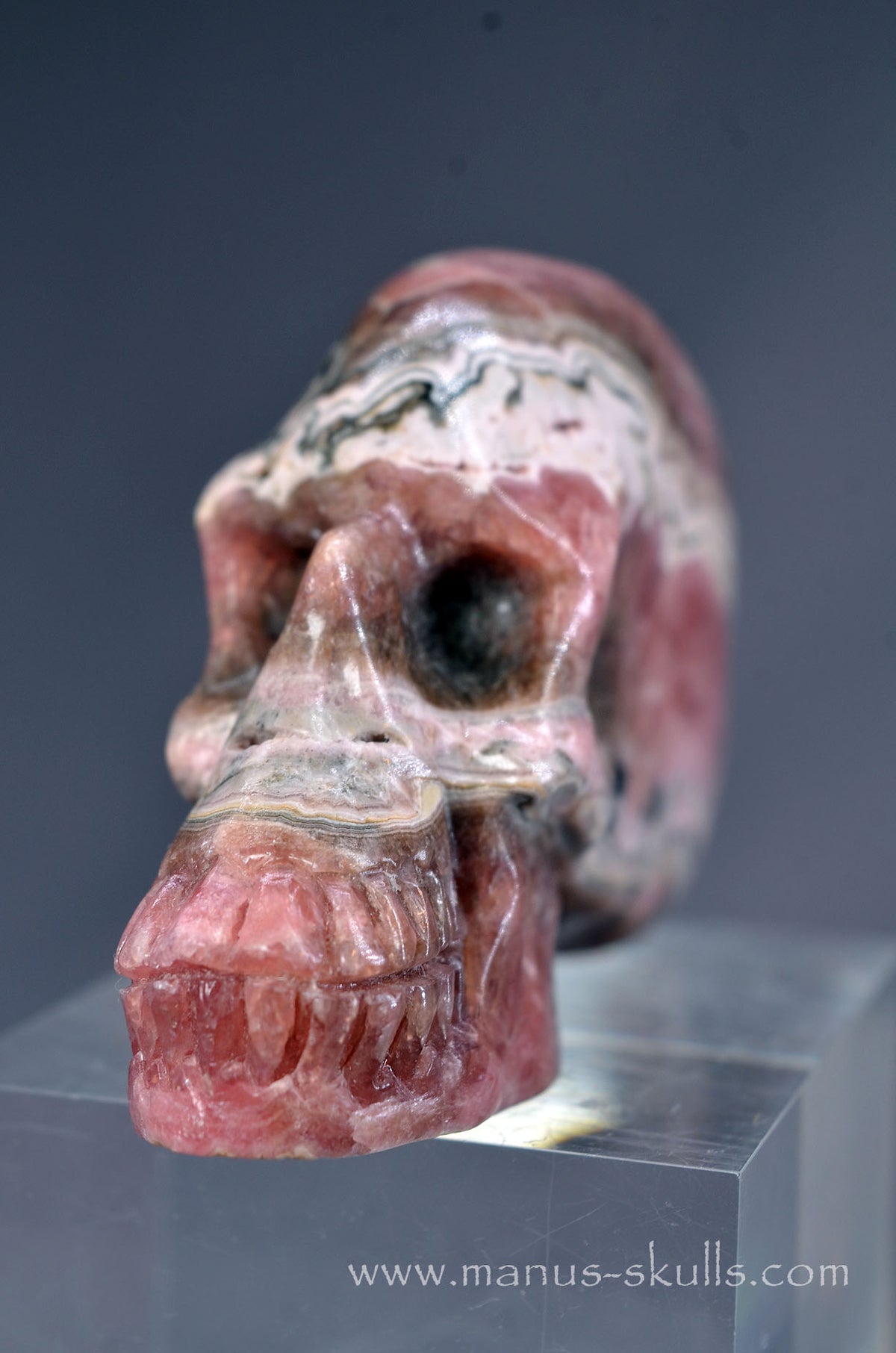 Manus skulls Evolians Dragolians unique Crystal Carvings handmade skulls dragons pendants preseli bluestone tribals spiritual meaning wand Unicorn ..  Rhodochrosite