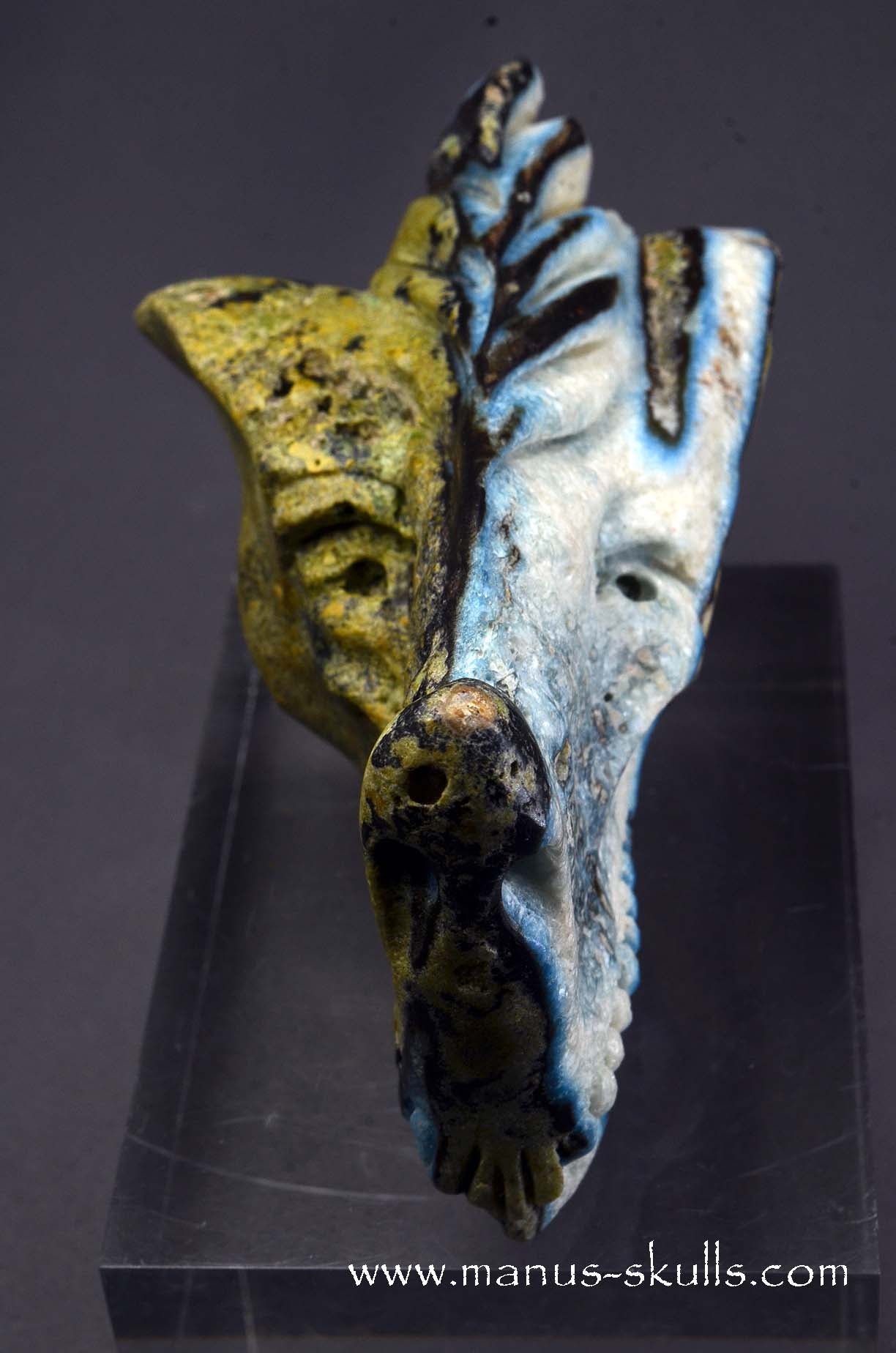 Manus skulls unique Crystal Carvings handmade skulls dragons pendants preseli bluestone tribals spiritual meaning wand Unicorn .. glacierite  blue ice stone