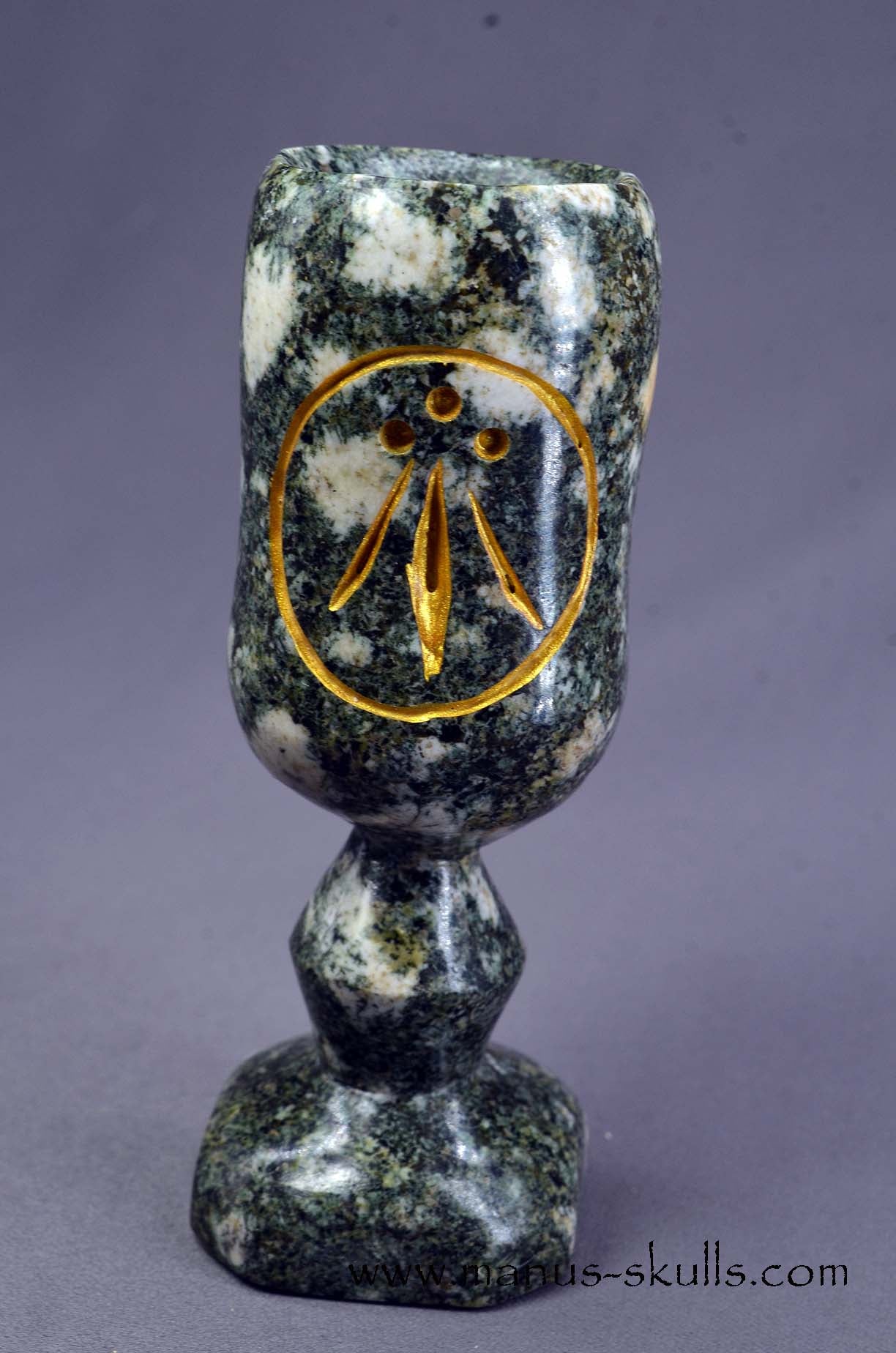 Preseli Bluestone Tarot Symbol Cups with gold etched Awen symbol