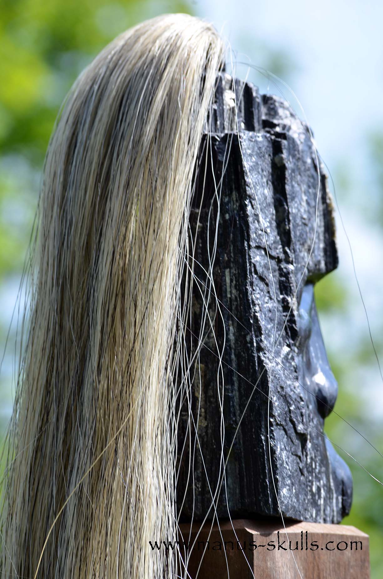 Black Tourmaline Tribal Skull #051