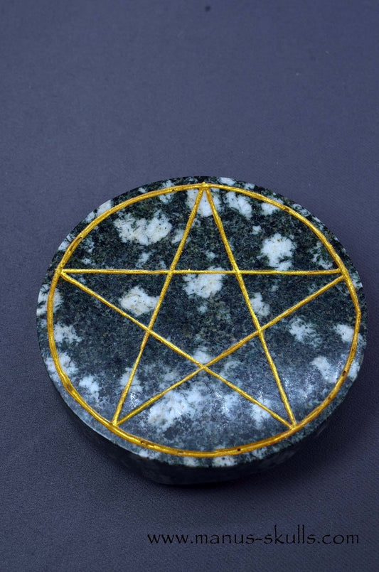 Preseli Bluestone Tarot Symbol gold etched Pentacle disc