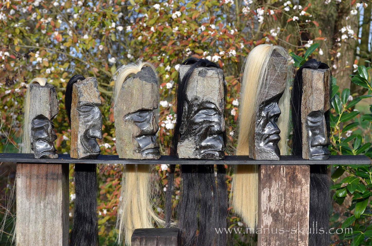 Hexagonal Basalt Tribal Skull #74