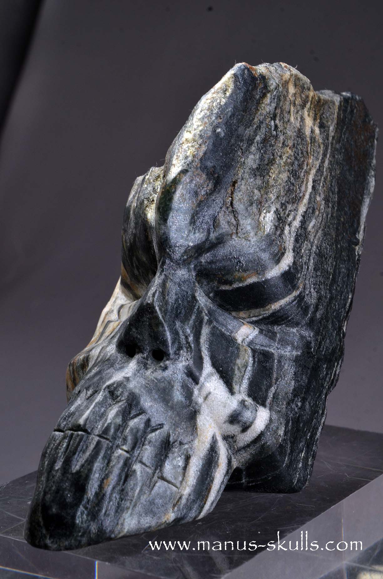 Manus skulls unique Crystal Carvings handmade skulls dragons pendants preseli bluestone tribals spiritual meaning wand Unicorn .. isua