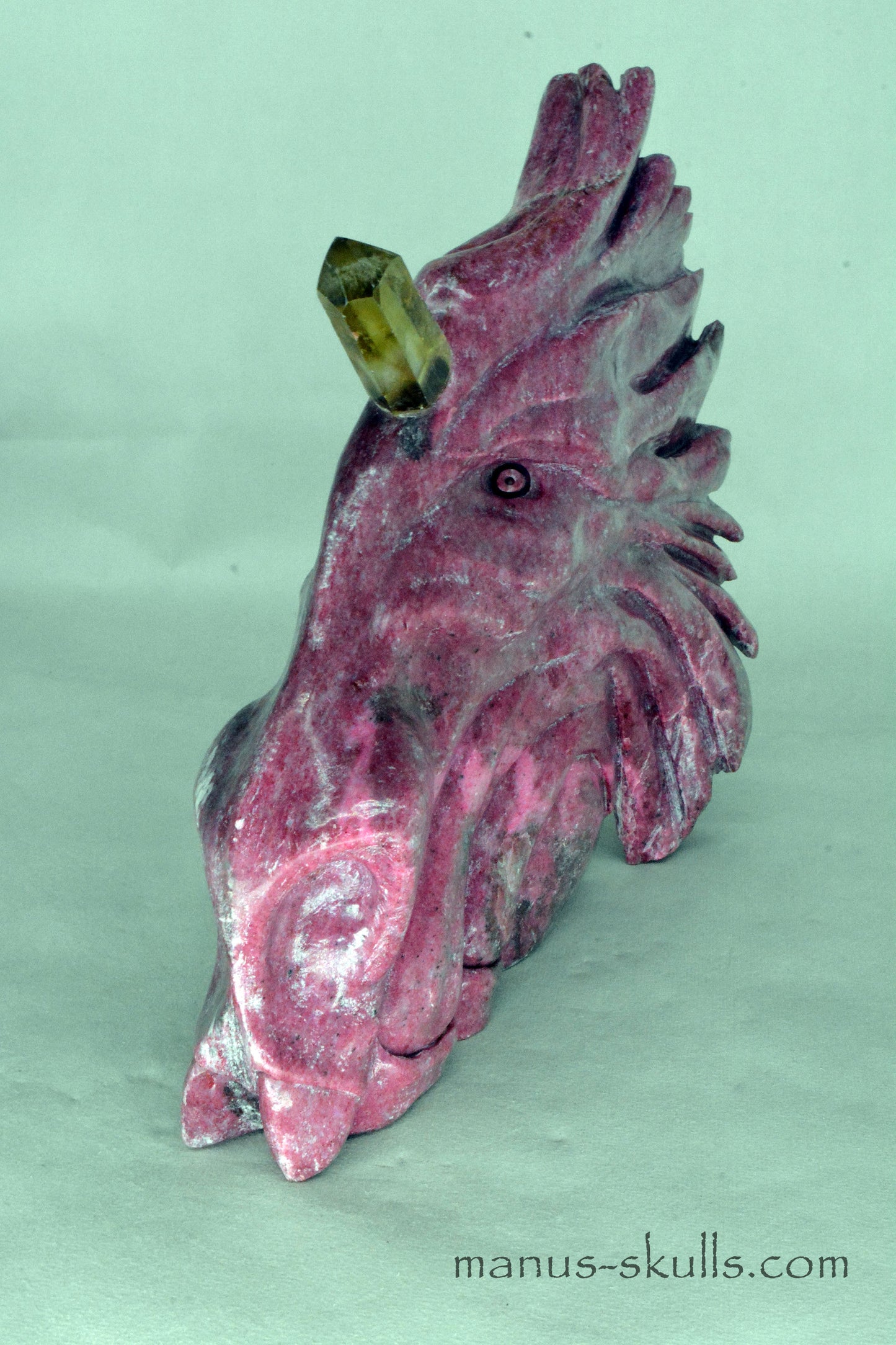 Large Thulite Unicorn Dragon with Citrine horn ....