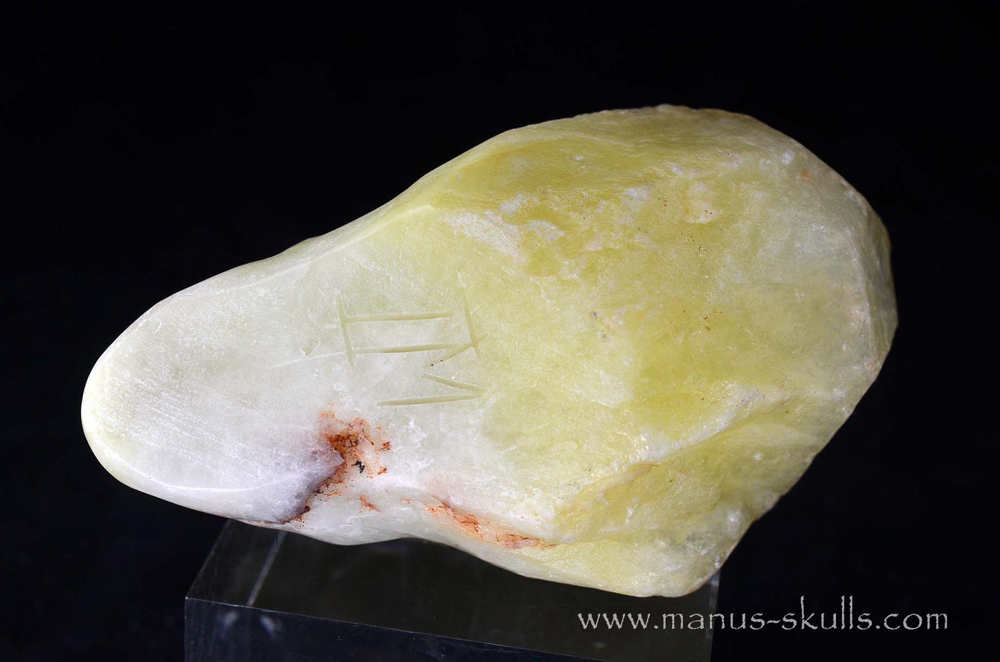 Sulfur Quartz Toothless Skull