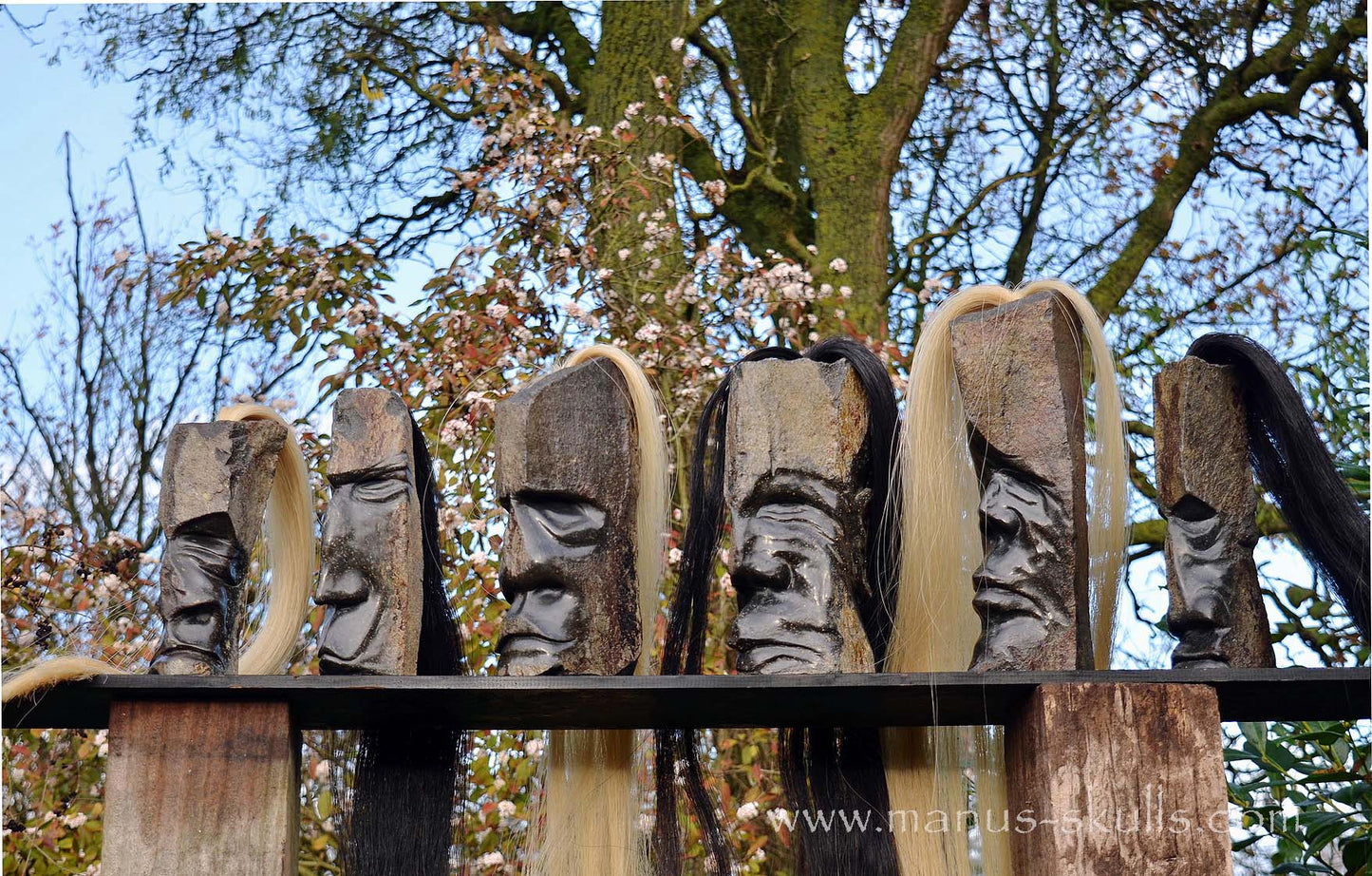 Hexagonal Basalt Tribal Skull #78