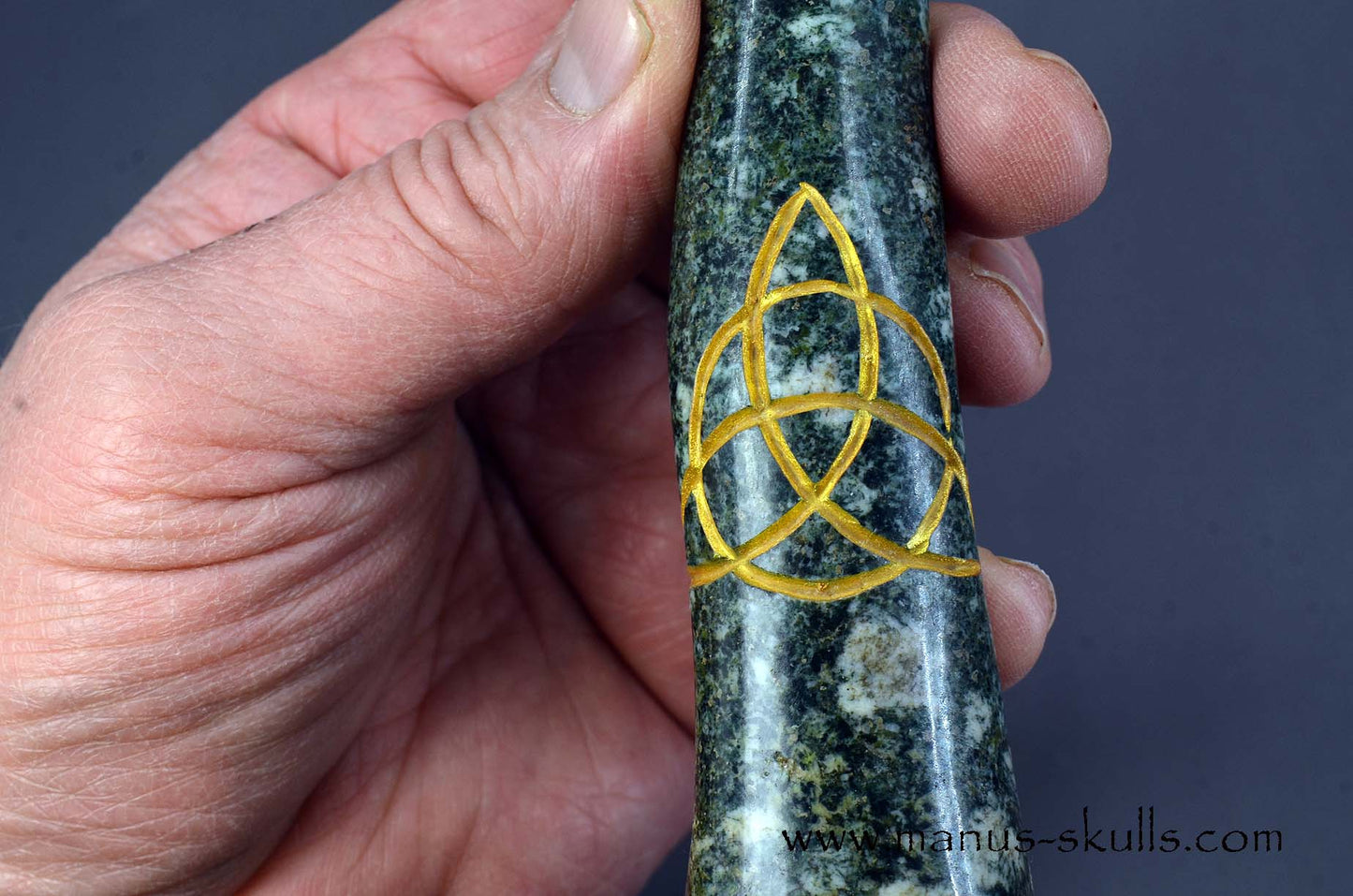 Preseli Bluestone Tarot Symbol Wands gold etched Celtic Knot
