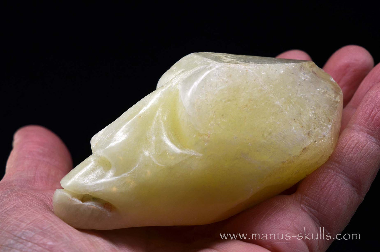 Sulfur Quartz Toothless Skull