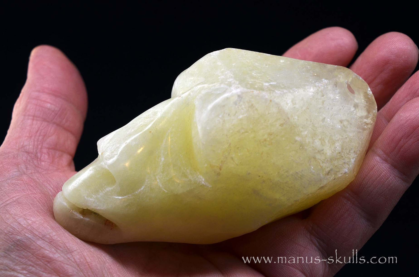 Sulfur Quartz Toothless Skull