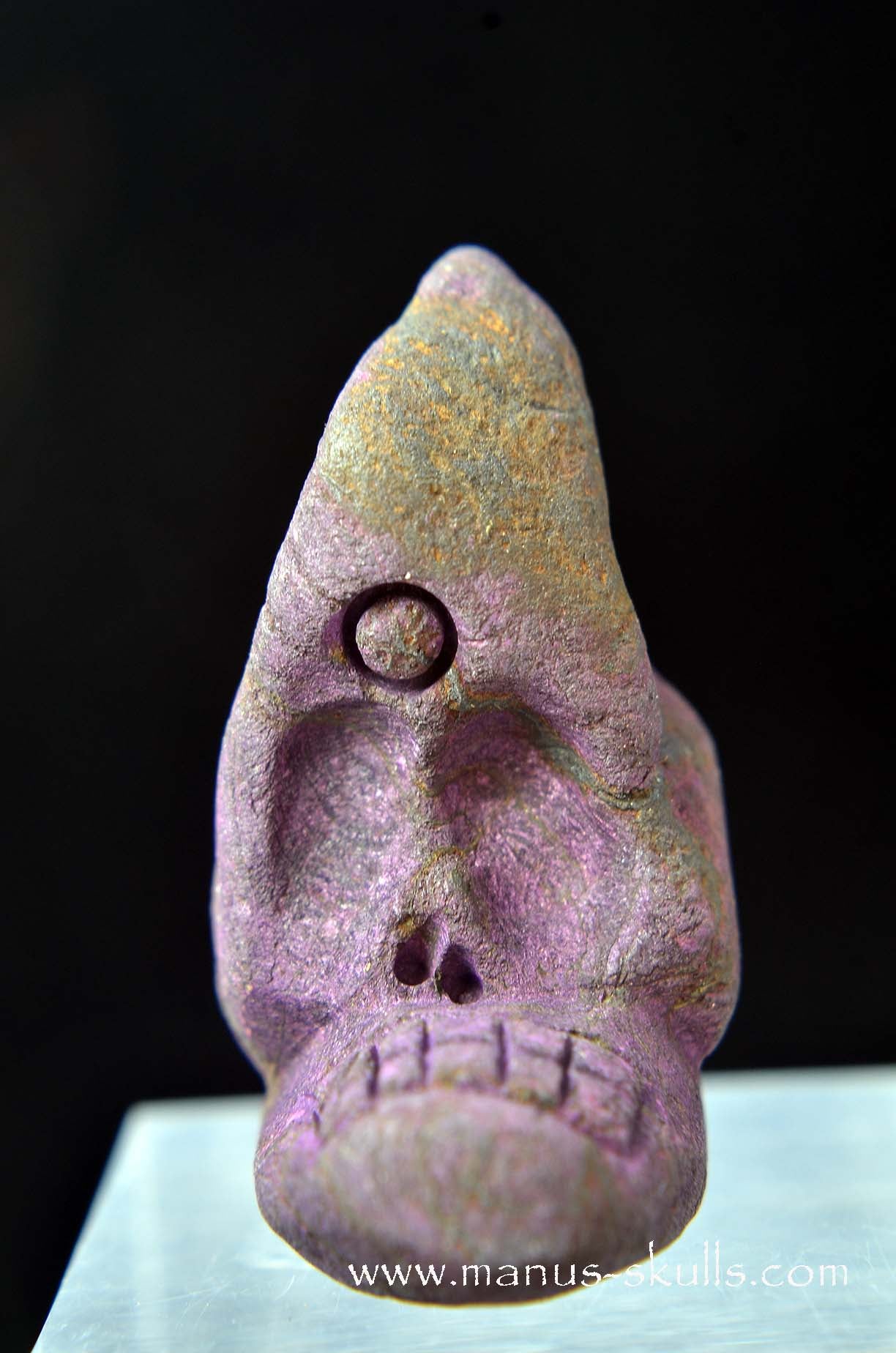 Manus skulls unique Crystal Carvings handmade skulls dragons pendants preseli bluestone tribals spiritual meaning wand Unicorn .. Evolian 2025 purpurite