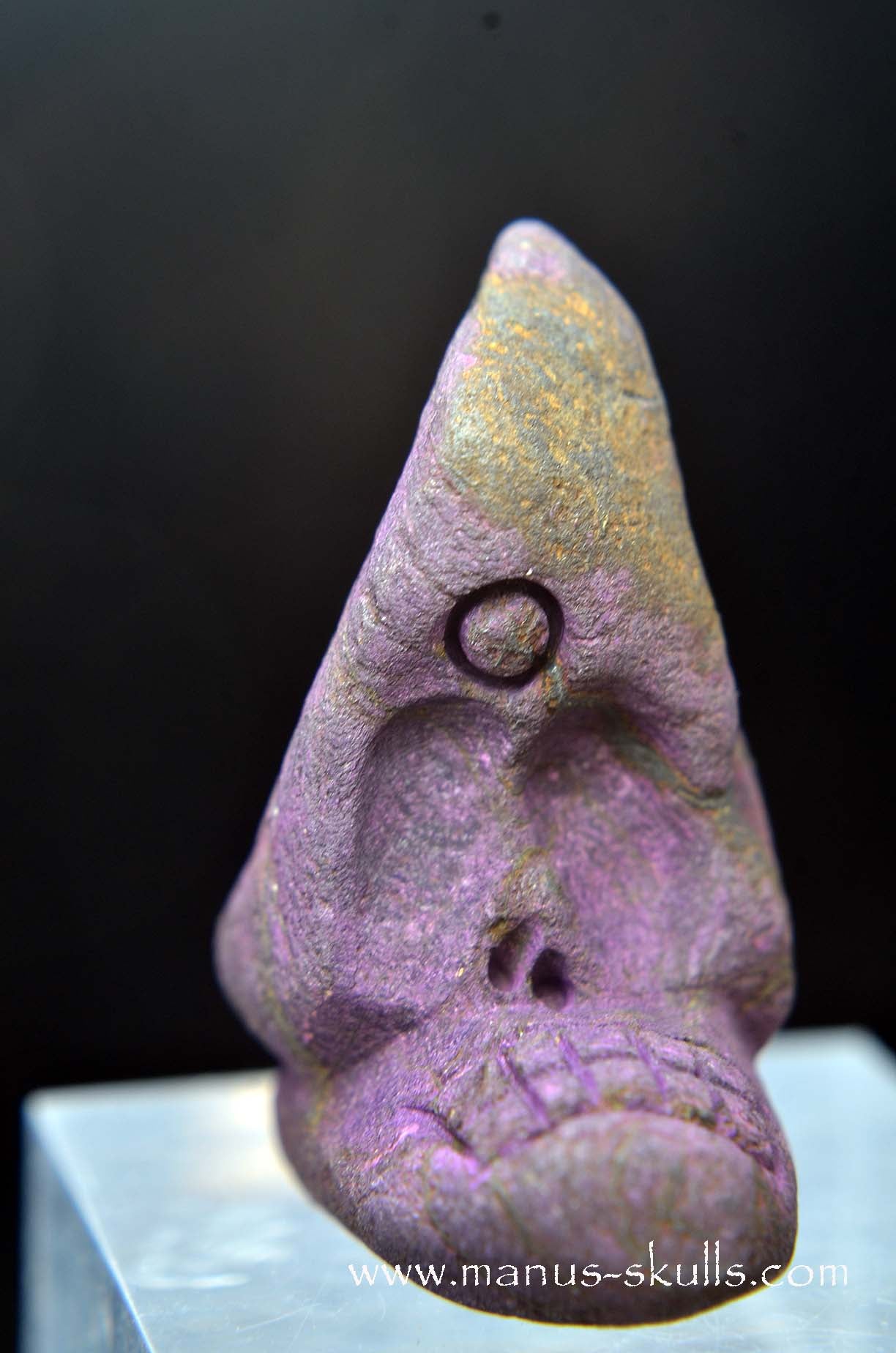 Manus skulls unique Crystal Carvings handmade skulls dragons pendants preseli bluestone tribals spiritual meaning wand Unicorn .. Evolian 2025 purpurite